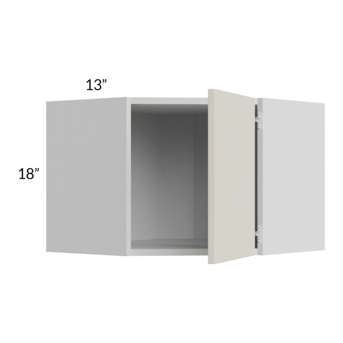 RTA Milan Beige Matte 24" x 18" Diagonal Corner Wall Cabinet-Right Hinged with 1 Finished End Panel