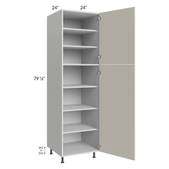 RTA Milan Beige Matte 24" x 24" x 84" Pantry Cabinet (2 doors, 24" depth) with 2 Finished Sides and 1 Roll Out Tray