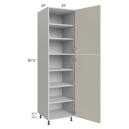 RTA Milan Beige Matte 24" x 24" x 90" Pantry Cabinet (2 doors, 24" depth) with 1 Finished Side