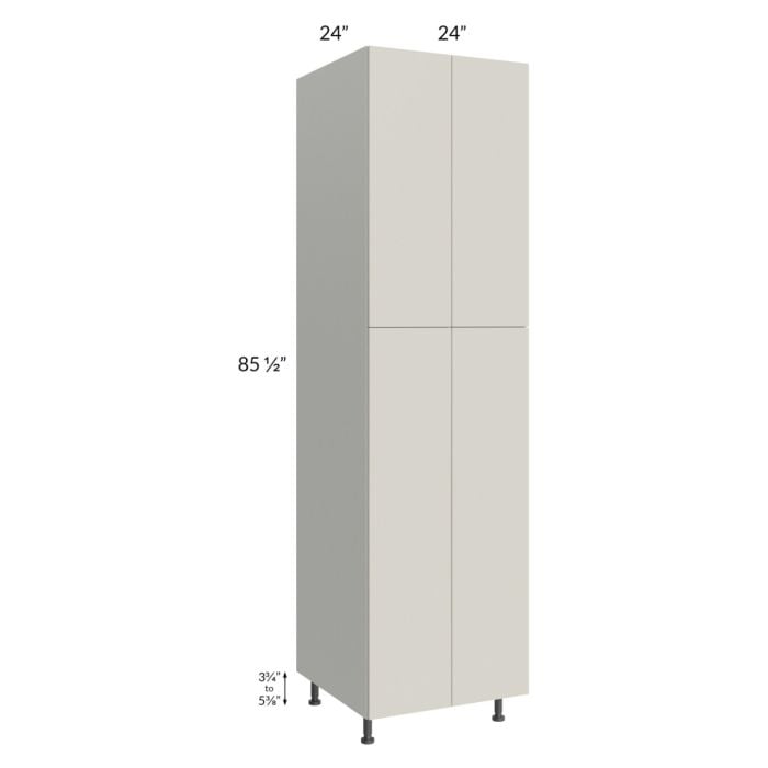 RTA Milan Beige Matte 24" x 24" x 90" Pantry Cabinet (4 doors, 24" depth) with 1 Finished Side and 2 Roll Out Trays