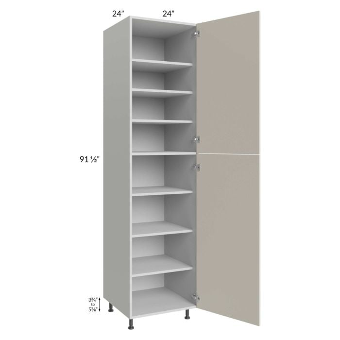 RTA Milan Beige Matte 24" x 24" x 96" Pantry Cabinet (2 doors, 24" depth) with 2 Finished Sides and 1 Roll Out Tray