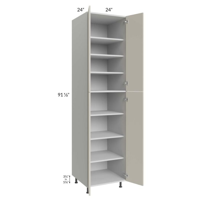 RTA Milan Beige Matte 24" x 24" x 96" Pantry Cabinet (4 doors, 24" depth) with 1 Roll Out Tray