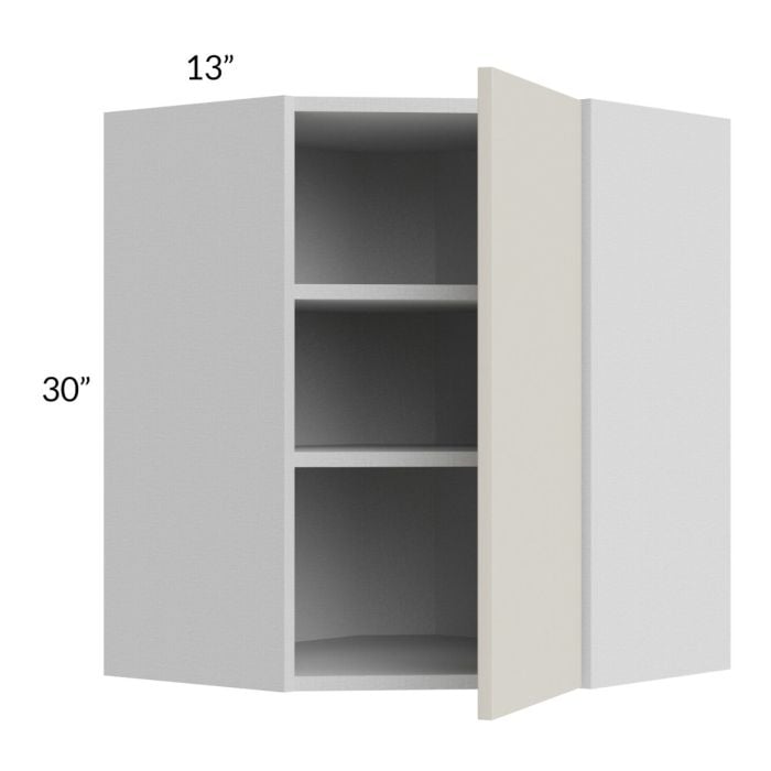 RTA Milan Beige Matte 24" x 30" Diagonal Corner Wall Cabinet-Left Hinged with 1 Finished End Panel