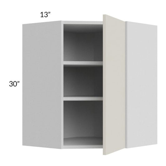 RTA Milan Beige Matte 24" x 30" Diagonal Corner Wall Cabinet-Left Hinged with 1 Finished End Panel