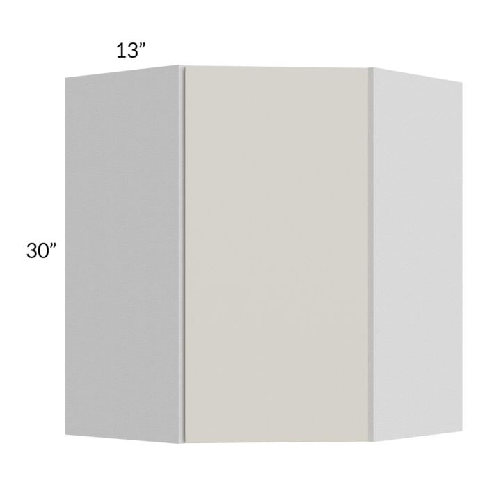 RTA Milan Beige Matte 24" x 30" Diagonal Corner Wall Cabinet-Left Hinged with 2 Finished End Panels