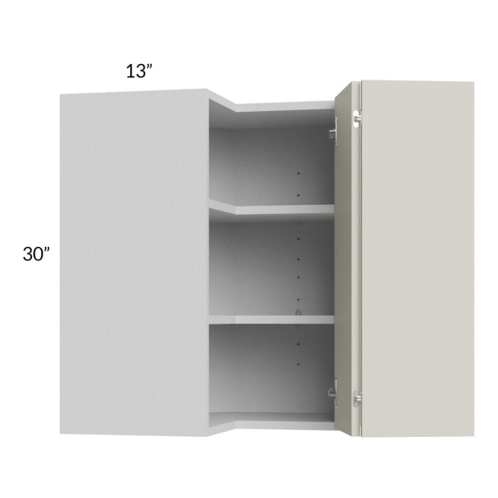 RTA Milan Beige Matte 24" x 30" Square Corner Wall Cabinet-Left Hinged