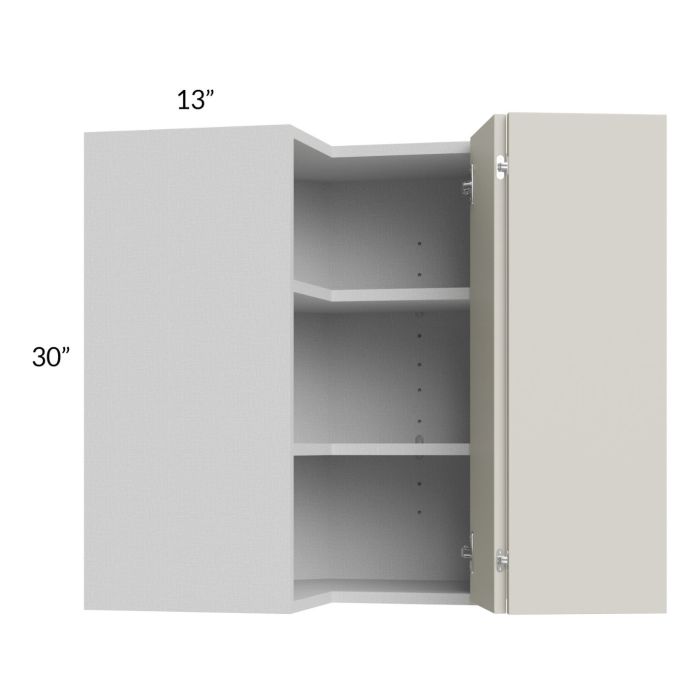 RTA Milan Beige Matte 24" x 30" Square Corner Wall Cabinet-Right Hinged with 1 Finished End Panel