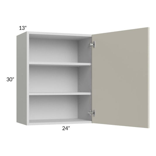 RTA Milan Beige Matte 24" x 30" Wall Cabinet (1 door)-Left Hinged with 1 Finished Side