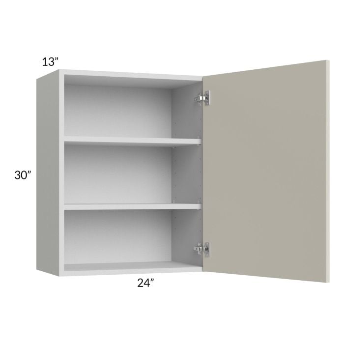RTA Milan Beige Matte 24" x 30" Wall Cabinet (1 door)-Left Hinged with 2 Finished Sides