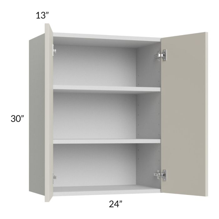 RTA Milan Beige Matte 24" x 30" Wall Cabinet with 1 Finished End Panel