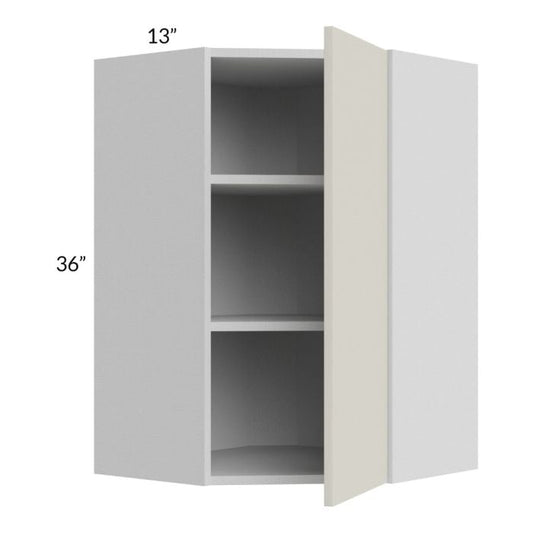 RTA Milan Beige Matte 24" x 36" Diagonal Corner Wall Cabinet-Left Hinged with 2 Finished End Panels