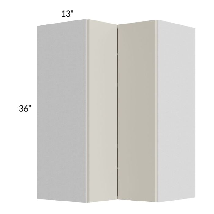 RTA Milan Beige Matte 24" x 36" Square Corner Wall Cabinet-Left Hinged with 2 Finished End Panels