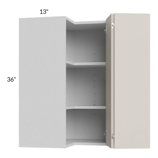 RTA Milan Beige Matte 24" x 36" Square Corner Wall Cabinet-Left Hinged with 2 Finished End Panels