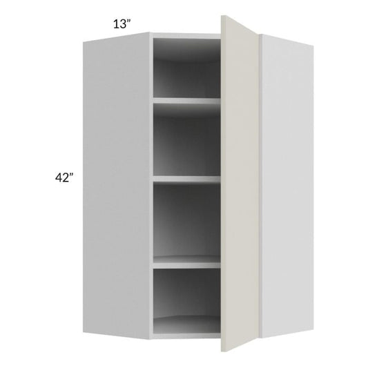 RTA Milan Beige Matte 24" x 42" Diagonal Corner Wall Cabinet-Left Hinged with 2 Finished End Panels