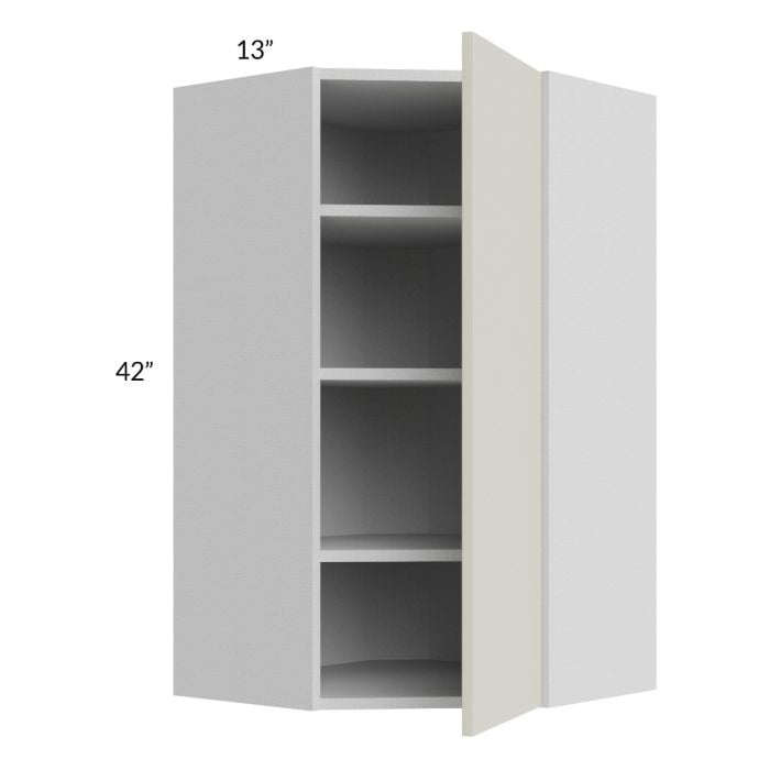 RTA Milan Beige Matte 24" x 42" Diagonal Corner Wall Cabinet-Left Hinged