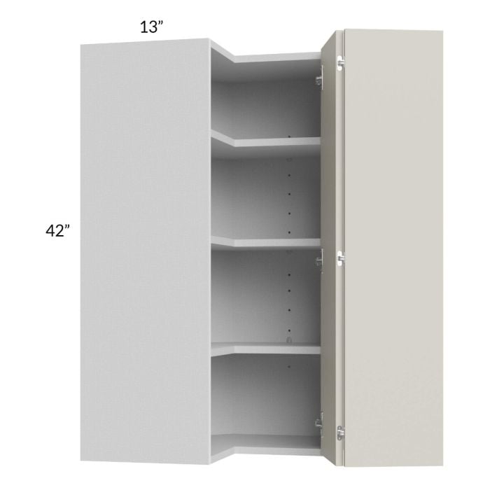 RTA Milan Beige Matte 24" x 42" Square Corner Wall Cabinet-Left Hinged with 2 Finished End Panels