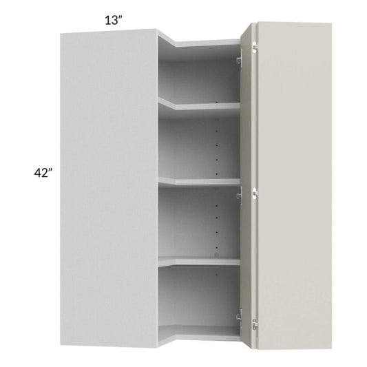 RTA Milan Beige Matte 24" x 42" Square Corner Wall Cabinet-Left Hinged with 2 Finished End Panels