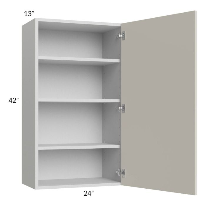 RTA Milan Beige Matte 24" x 42" Wall Cabinet (1 door)-Left Hinged with 2 Finished Sides