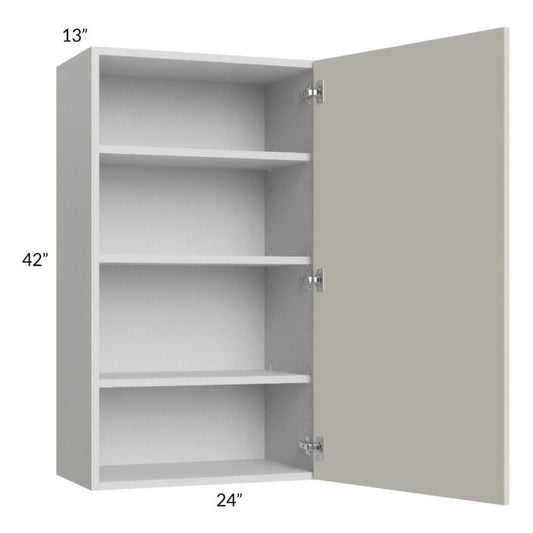 RTA Milan Beige Matte 24" x 42" Wall Cabinet (1 door)-Left Hinged with 2 Finished Sides