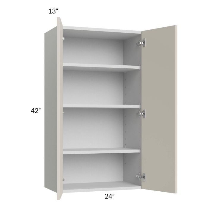 RTA Milan Beige Matte 24" x 42" Wall Cabinet with 1 Finished End Panel