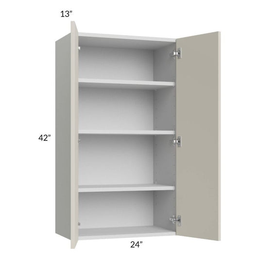 RTA Milan Beige Matte 24" x 42" Wall Cabinet with 1 Finished End Panel