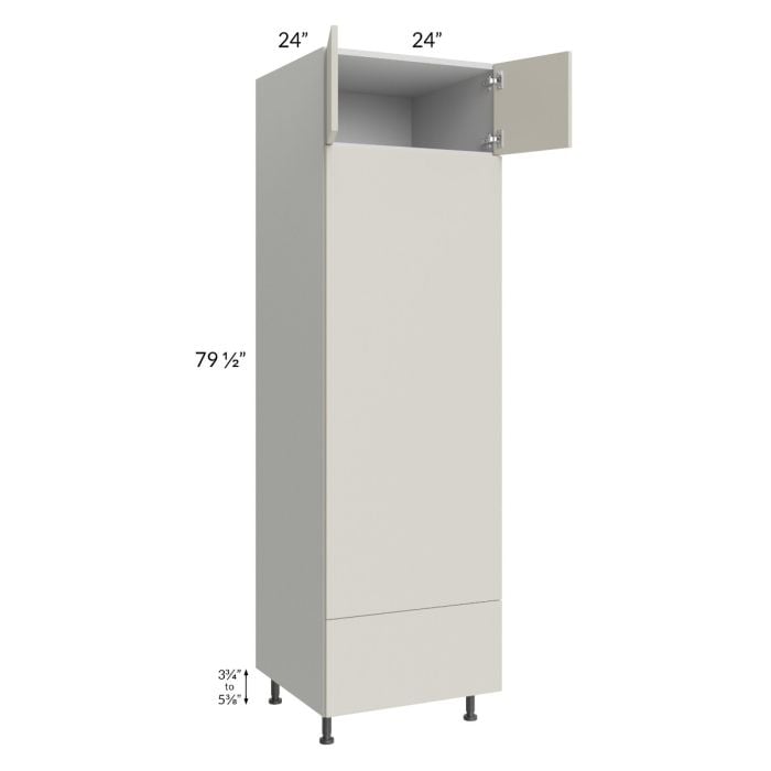 RTA Milan Beige Matte 24" x 84" Double Oven Cabinet with 1 Finished Side
