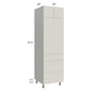 RTA Milan Beige Matte 24" x 84" Single Oven Cabinet with 3 Drawers and 2 Finished Sides
