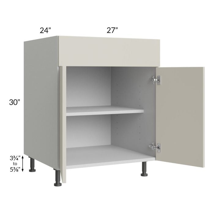 RTA Milan Beige Matte 27" Base Cabinet with 1 Finished Side and 2 Roll Out Trays