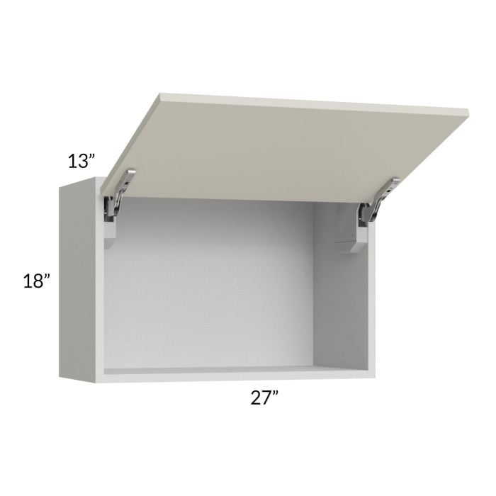 RTA Milan Beige Matte 27" x 18" Lift-Up Door Wall Cabinet with 1 Finished End Panel