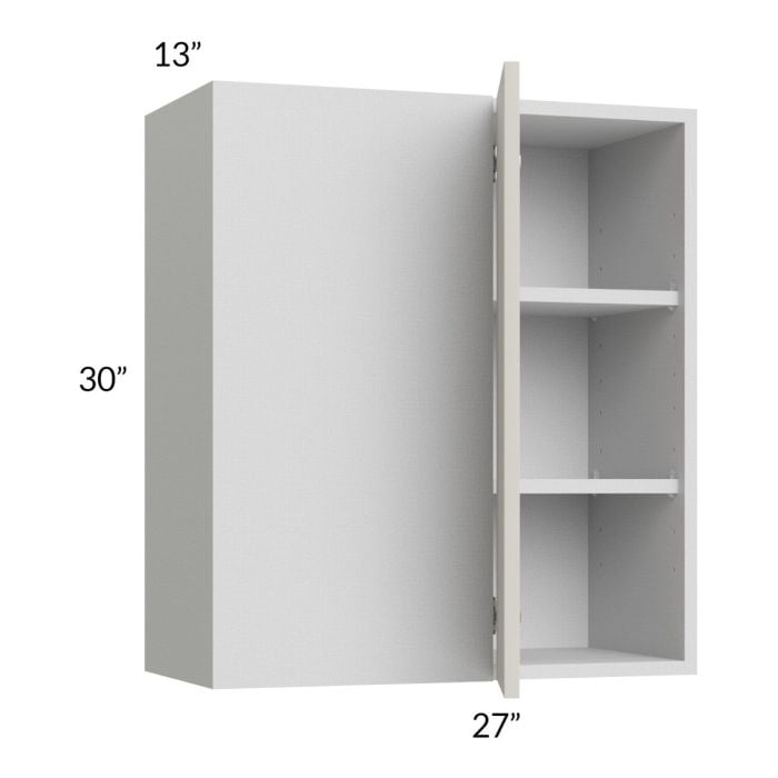 RTA Milan Beige Matte 27" x 30" Blind Corner Wall Cabinet-Left-Hinged Door on Right with 1 Finished End Panel