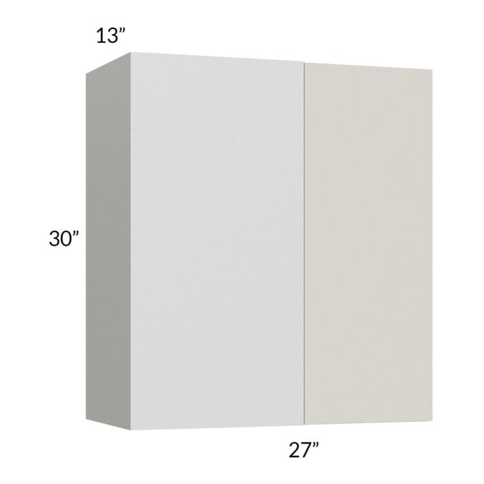 RTA Milan Beige Matte 27" x 30" Blind Corner Wall Cabinet-Left-Hinged Door on Right with 2 Finished End Panels
