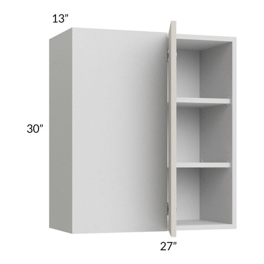 RTA Milan Beige Matte 27" x 30" Blind Corner Wall Cabinet-Left-Hinged Door on Right with 2 Finished End Panels