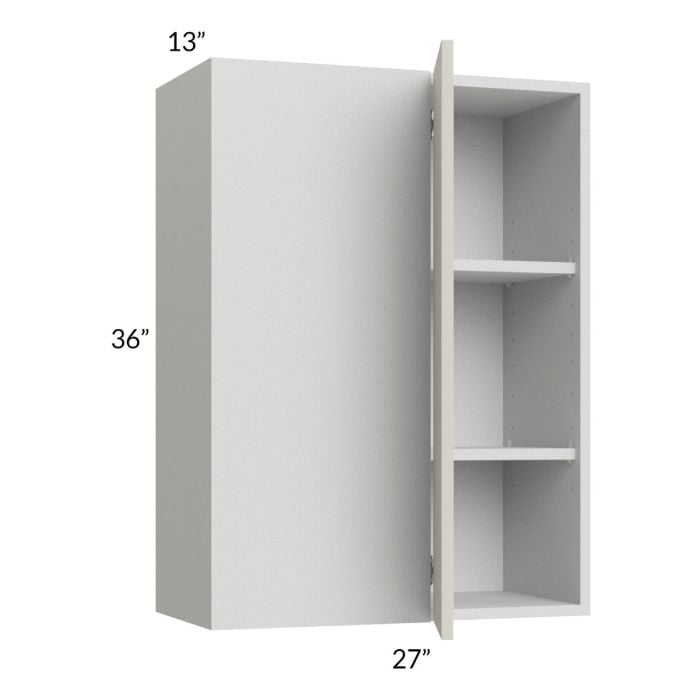 RTA Milan Beige Matte 27" x 36" Blind Corner Wall Cabinet-Left-Hinged Door on Right with 1 Finished End Panel