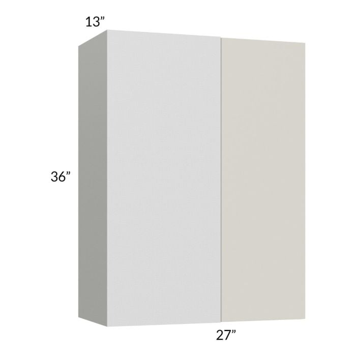 RTA Milan Beige Matte 27" x 36" Blind Corner Wall Cabinet-Right-Hinged Door on Left with 2 Finished End Panels