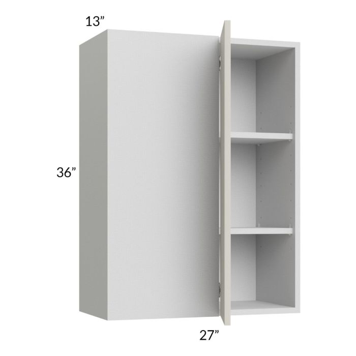 RTA Milan Beige Matte 27" x 36" Blind Corner Wall Cabinet-Right-Hinged Door on Left with 2 Finished End Panels