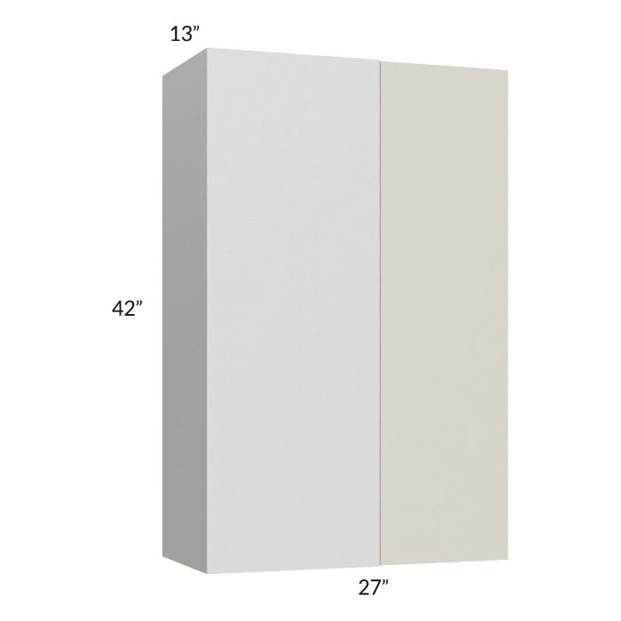 RTA Milan Beige Matte 27" x 42" Blind Corner Wall Cabinet-Left-Hinged Door on Right with 1 Finished End Panel