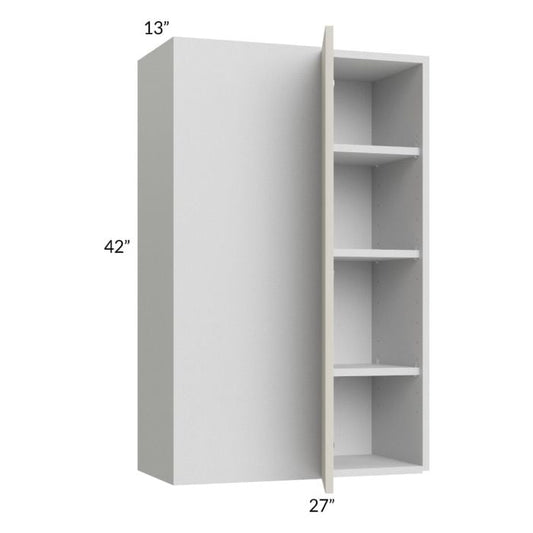 RTA Milan Beige Matte 27" x 42" Blind Corner Wall Cabinet-Left-Hinged Door on Right with 2 Finished End Panels