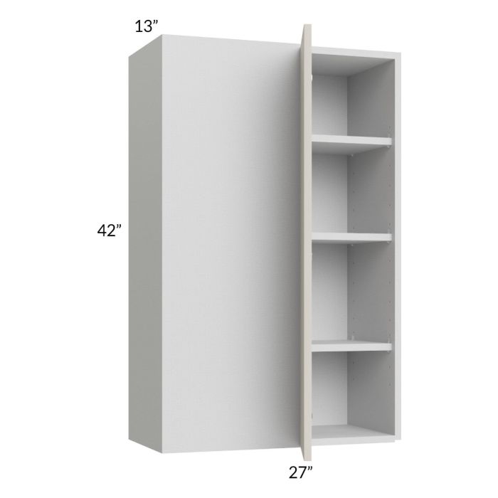 RTA Milan Beige Matte 27" x 42" Blind Corner Wall Cabinet-Right-Hinged Door on Left with 1 Finished End Panel
