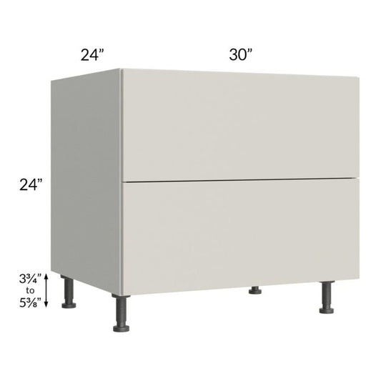 RTA Milan Beige Matte 30" 2-Drawer Range Top Base Cabinet with 2 Heat Shields