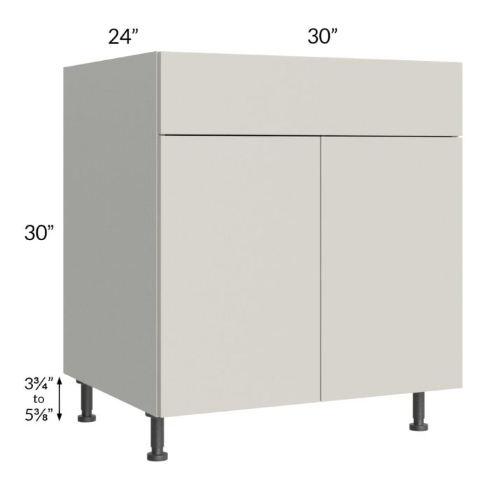 RTA Milan Beige Matte 30" Base Cabinet with 2 Finished Sides and 2 Roll Out Trays