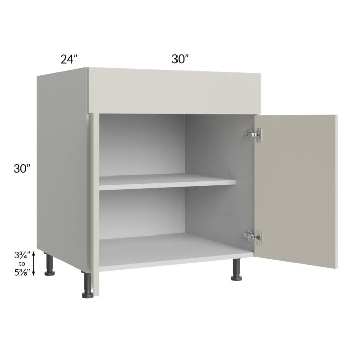 RTA Milan Beige Matte 30" Base Cabinet with 2 Finished Sides and 2 Roll Out Trays