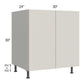 RTA Milan Beige Matte 30" Full Height Door Base Cabinet with 1 Finished Side and 2 Roll Out Trays