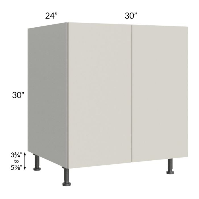 RTA Milan Beige Matte 30" Full Height Door Base Cabinet with 2 Finished Sides and 2 Roll Out Trays
