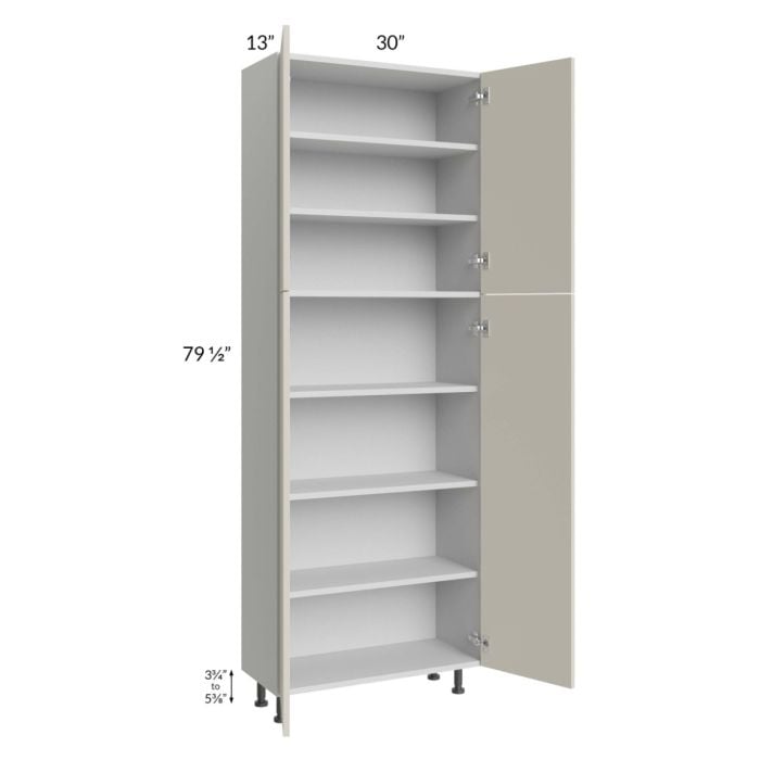 RTA Milan Beige Matte 30" x 13" 84" Pantry Cabinet (13" depth)
