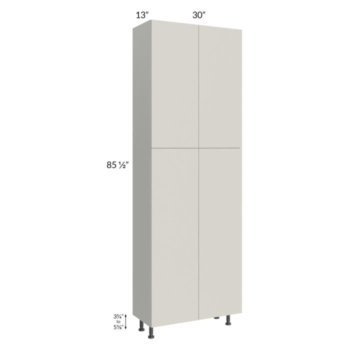 RTA Milan Beige Matte 30" x 13" x 90" Pantry Cabinet (13" depth) with 2 Finished Sides