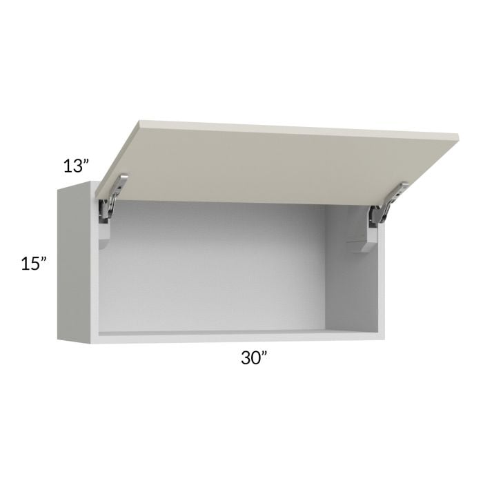 RTA Milan Beige Matte 30" x 15" Lift-Up Door Wall Cabinet with 2 Finished End Panels