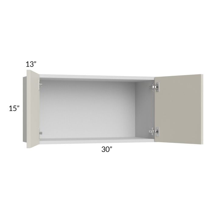RTA Milan Beige Matte 30" x 15" Wall Cabinet with 1 Finished End Panel