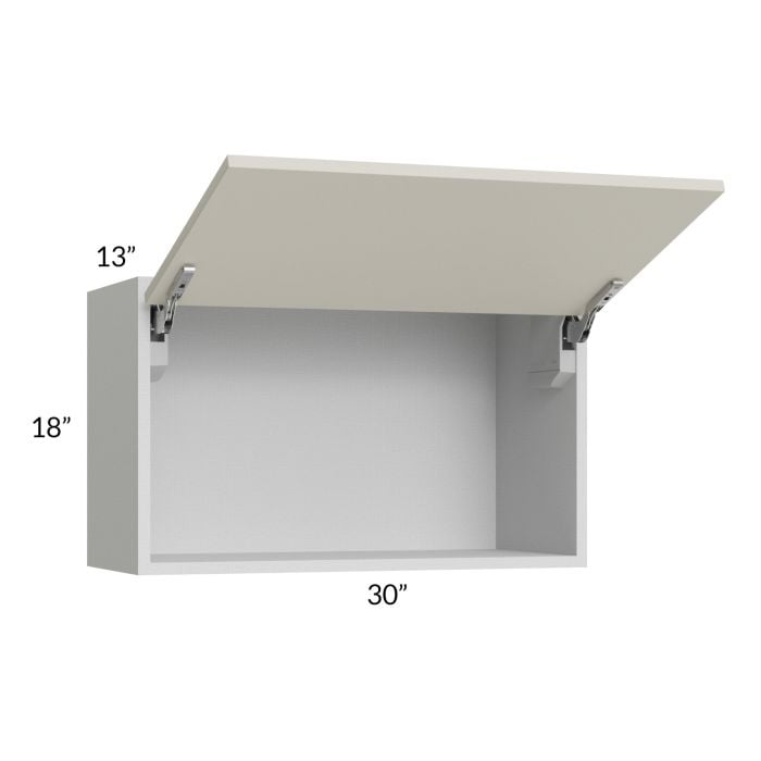 RTA Milan Beige Matte 30" x 18" Lift-Up Door Wall Cabinet with 1 Finished End Panel