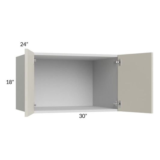 RTA Milan Beige Matte 30" x 18" x 24" Wall Cabinet with 1 Finished End Panel