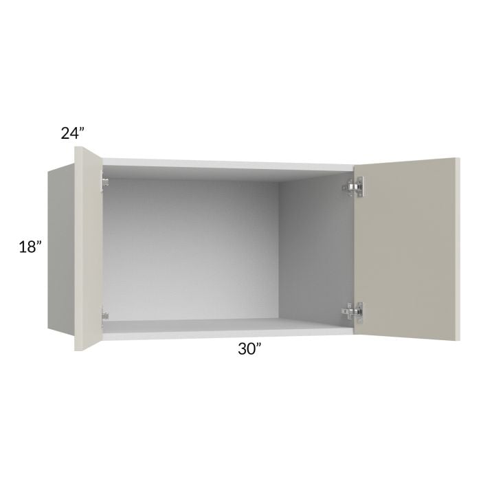 RTA Milan Beige Matte 30" x 18" x 24" Wall Cabinet with 2 Finished End Panels